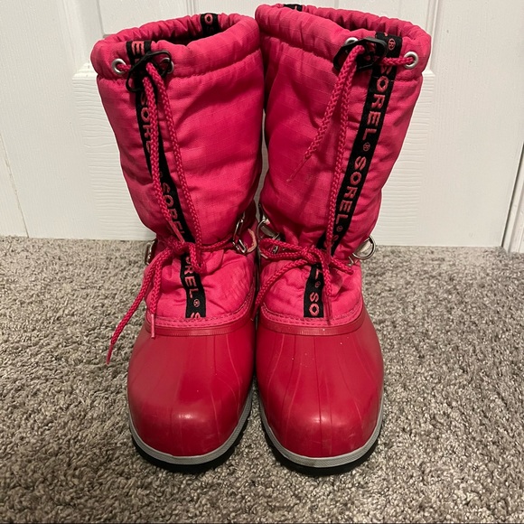Sorel pink puffer snow boots size 6 - Picture 1 of 10